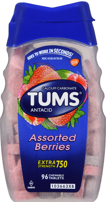 Tums Extra Strength Assorted Berries Chewable Tablets 96ct