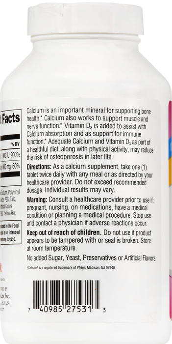 21st Century Calcium 600 + Vitamin D3 Caplets 400ct