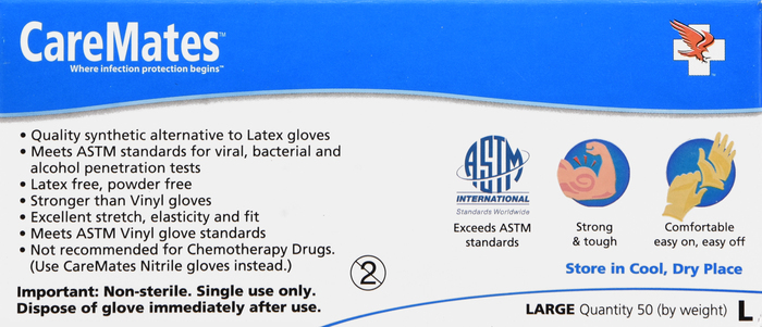 Gloves CareMates Vytrile Powder-Free L 50ct