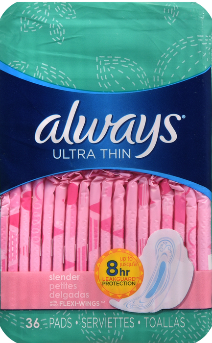 Always Ultra Wing Slender Unscented Pads 6x36ct