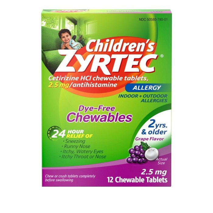 Zyrtec Children's Allergy Tablets Grape Chewables 12ct