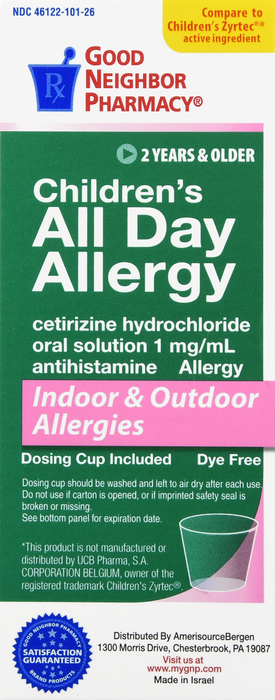 Good Neighbor Pharmacy Children's All Day Antihistamine 1mg Bubble Gum Flavor Syrup 4oz