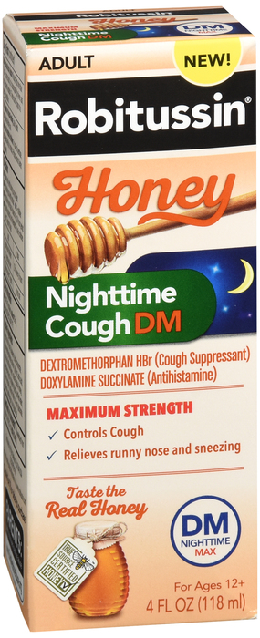 ROBITUSSIN HONEY DM MAX CGH NITE LIQ 4OZ