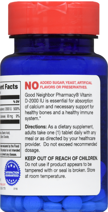 Good Neighbor Pharmacy Vitamin D 2000 IU Tablets 100ct