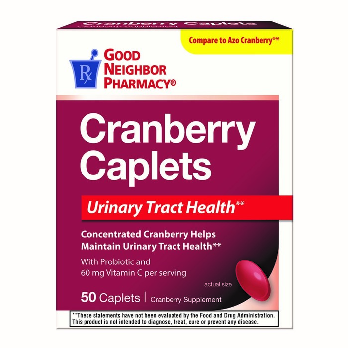 Good Neighbor Pharmacy Cranberry Supplement with Probiotic, Vitamin C & Calcium Caplets 50ct