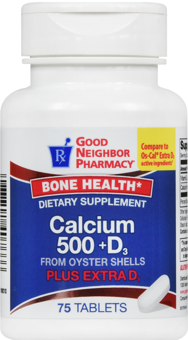 Good Neighbor Pharmacy Calcium +D3 500mg Tablets 75ct