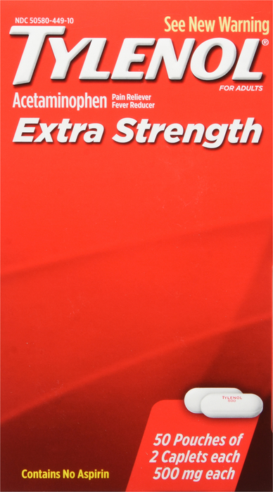 TYLENOL EXTRA STRENGTH DISPLAY PACK 50X2CT