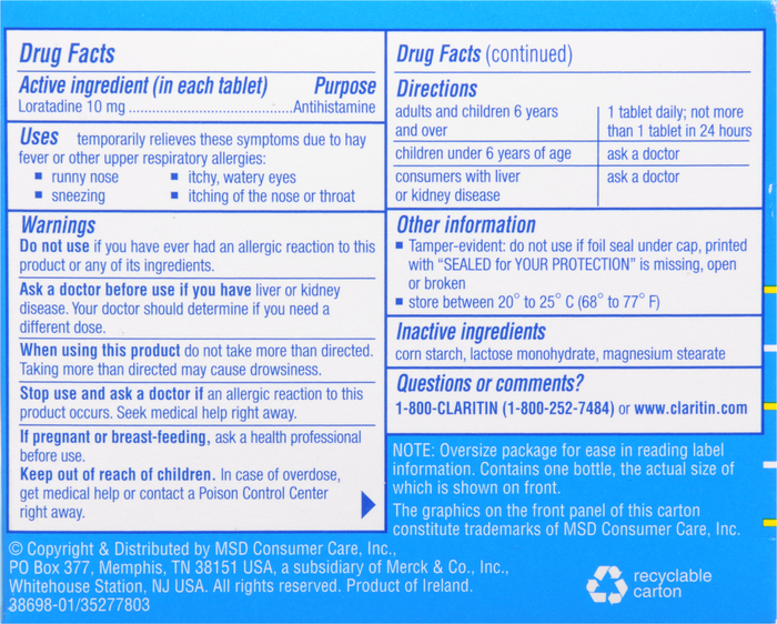 CLARITIN 10MG 24HR TABLET 70CT