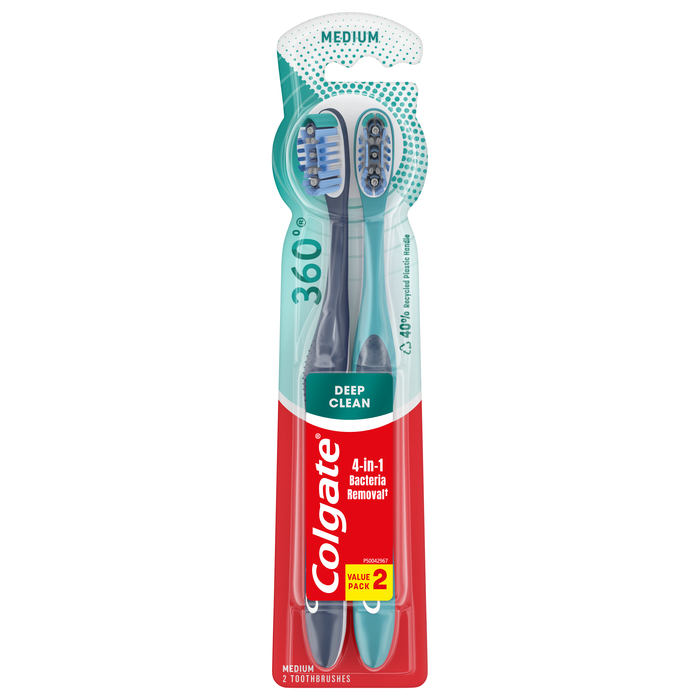 Colgate 360 Whole Mouth Toothbrush Med 2ct