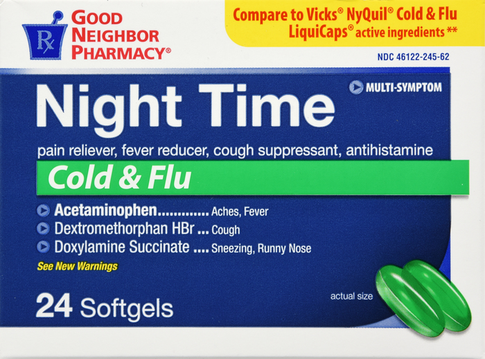 Good Neighbor Pharmacy Night Time Cold & Flu Softgels 24ct