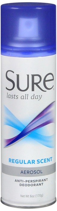 SURE ANTI PERSPIRANT SPRAY REGULAR SCENT 6OZ