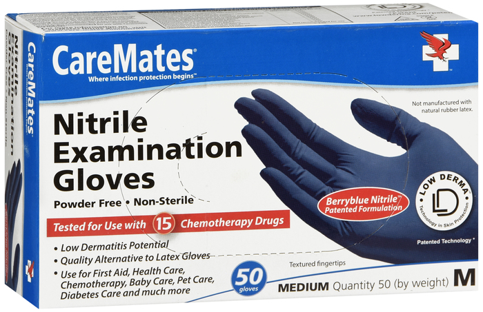 Gloves CareMates Nitrile Powder-Free M 50ct