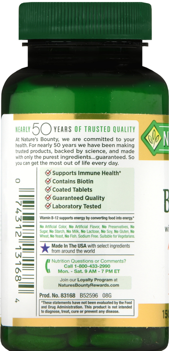 Nature's Bounty Super B Complex With C Tablets 150ct