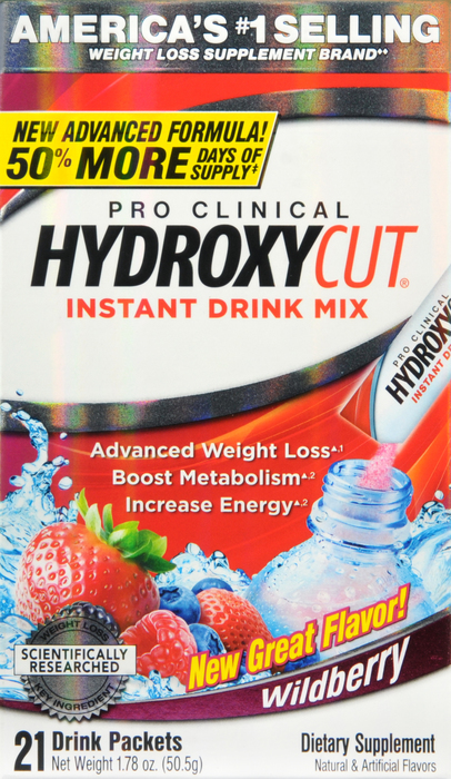 HYDROXYCUT INST DRINK MIX WILDBERRY 21CT