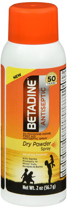 Betadine Antiseptic Dry Powder Spray 5% Povidone-Iodine 2oz