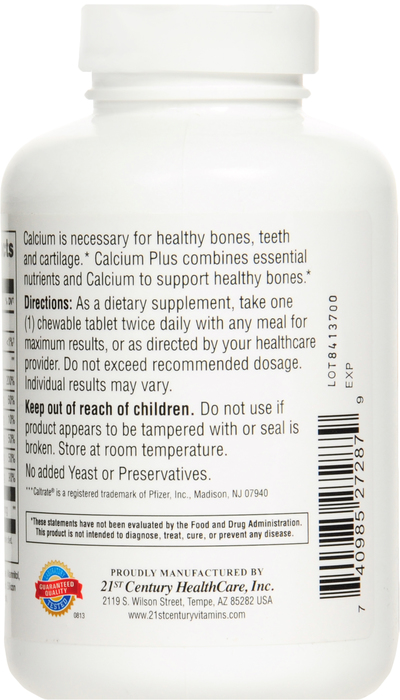 21st Century Calcium 600mg + D3 Plus Minerals Chewable Tablets 75ct