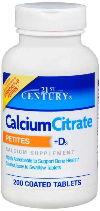 21st Century Calcium Citrate + D3 Petites Tablets 200ct