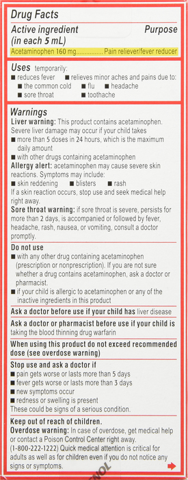 Children's Tylenol Pain + Fever 160mg Acetaminophen Grape Oral Suspension 4oz