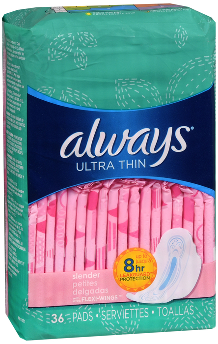 Always Ultra Wing Slender Unscented Pads 6x36ct