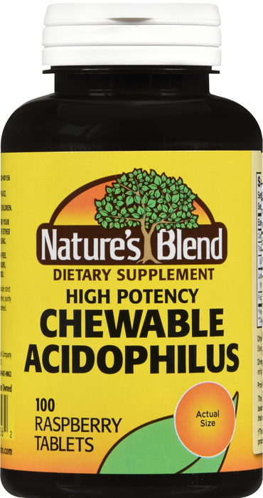 ACIDOPHILUS CHEWABLE RASPBERRY 100CT NATURE'S BLEND