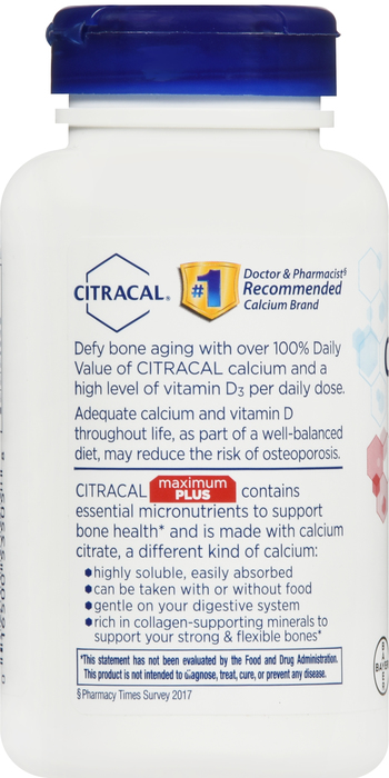 Citracal Maximum Plus Calcium Citrate with Vitamin D3 Caplets 120ct