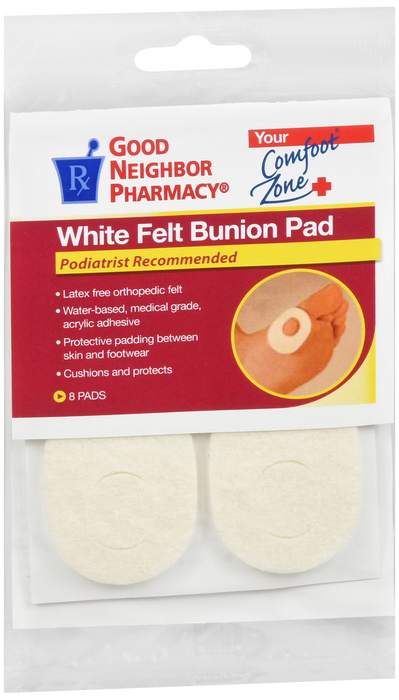 Good Neighbor Pharmacy White Felt Bunion Pad Latex Free Orthopedic Felt 8ct