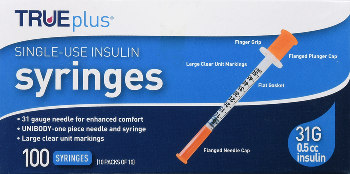 TRUEPLUS SYRINGE 5/16" 31GX1/2CC 100CT