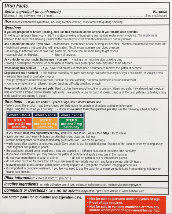 Habitrol Nicotine 21mg Stop Smoking Aid Patch 28ct