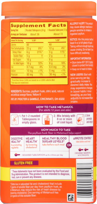 Metamucil 4-in-1 Fiber Orange Powder 30.4oz