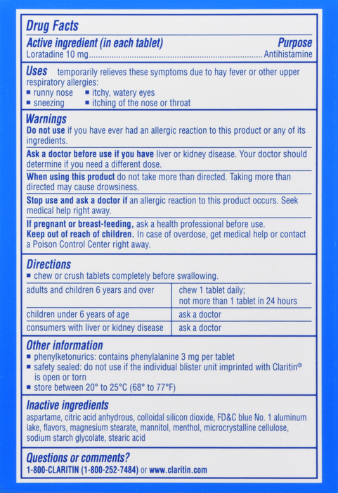 Claritin Cool Mint Chewable Tablets 24ct