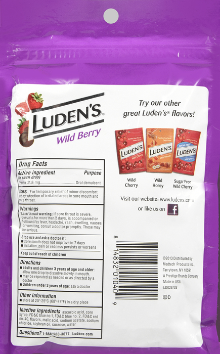 Ludenas Throat Drops Berry 30ct