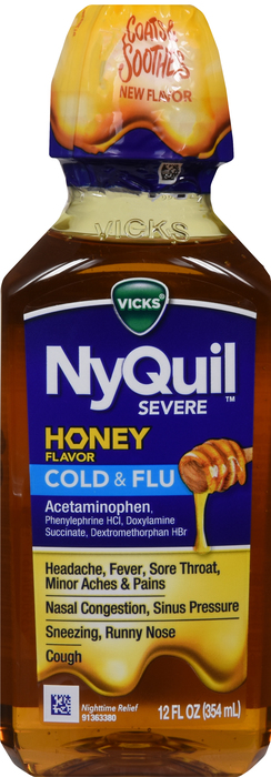 NyQuil Severe Cold & Flu Honey Flavor 12oz