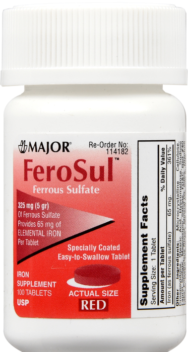 FERROUS SULFATE 325MG TAB 100CT MAJ