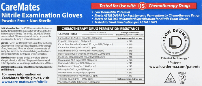 Gloves CareMates Nitrile Powder-Free S 50ct