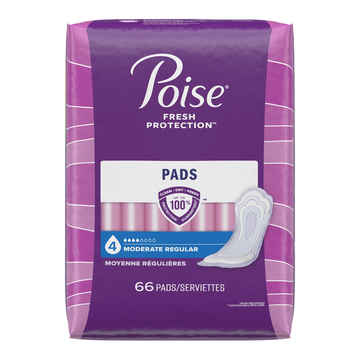 Poise Incontinence Moderate Absorbency Regular Length Pads 66ct