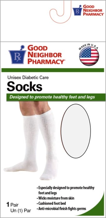 Good Neighbor Pharmacy Diabetic Over Calf Sock 8-15mmHg White XL