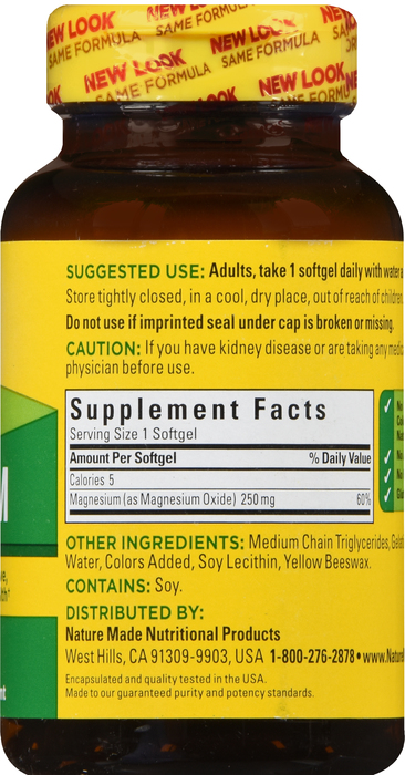 Nature Made Magnesium 250mg Softgels 90ct