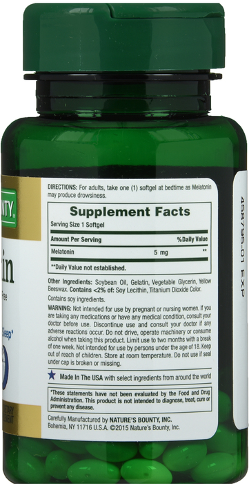 Nature's Bounty Melatonin 5mg Softgels 90ct