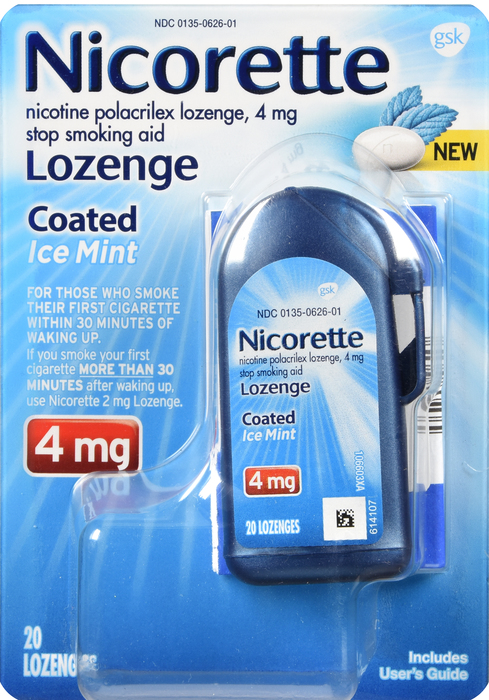 Nicorette Stop Smoking Aid 4mg Ice Mint Coated Nicotine Lozenges 20ct