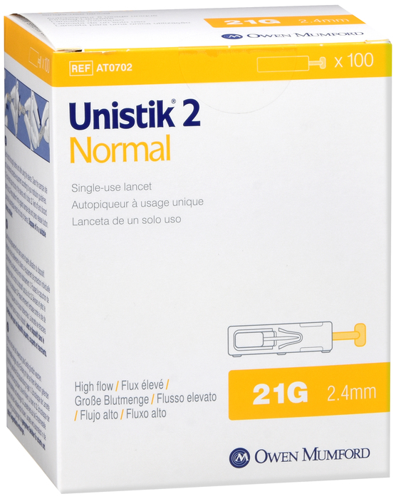 UNISTIK 2 LANCET 21G NORMAL 100CT