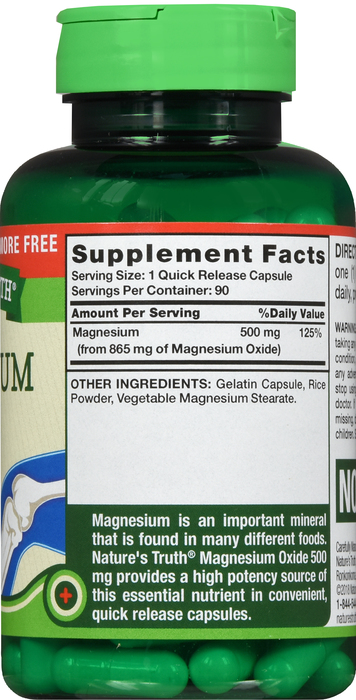 MAGNESIUM OXIDE 500MG CAP 60+30 NAT TRUT