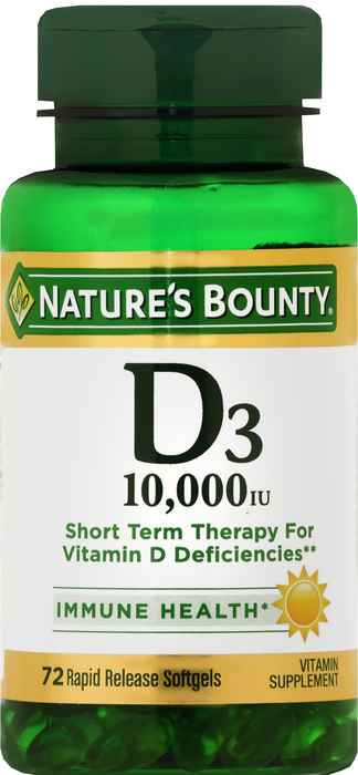 Nature's Bounty Vitamin D-3 10000IU Softgel 72ct