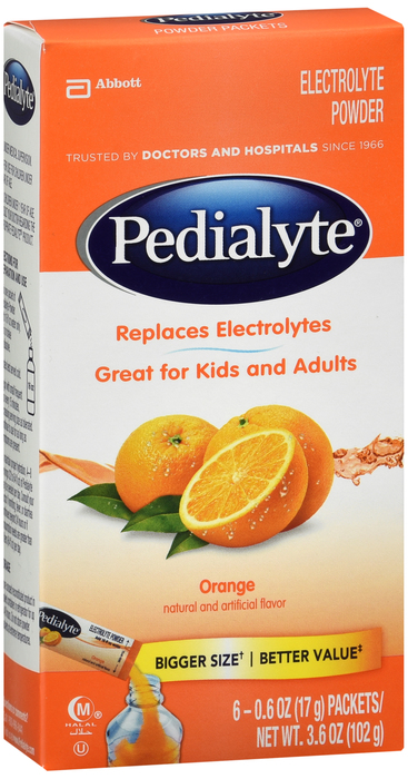 PEDIALYTE LRG PWD PACKETS ORANGE 6CT