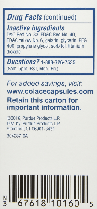 Colace Stool Softener 100mg Capsules 60ct