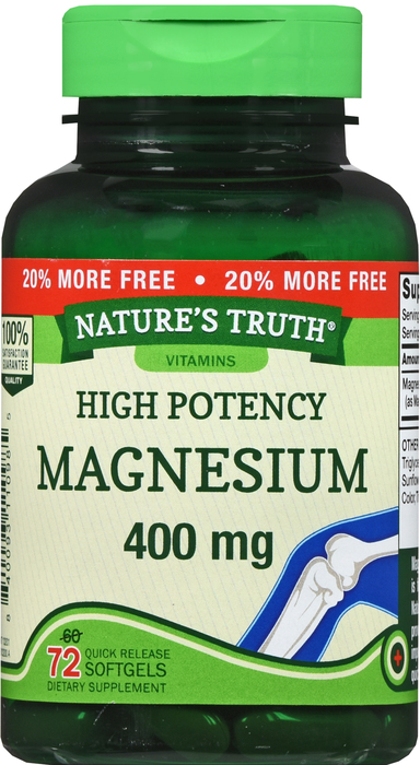 MAGNESIUM 400MG SGC 60+12CT NAT TRU