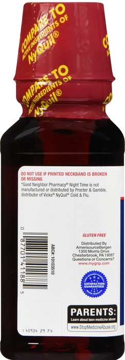 Good Neighbor Pharmacy Night Time Cold & Flu 6HR Cherry Flavor Liquid 8oz