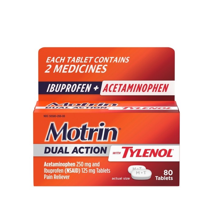 Motrin Dual Action With Tylenol Tablets 80