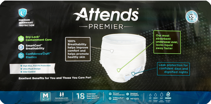 Attends Premier Overnight Underwear Medium 18ct