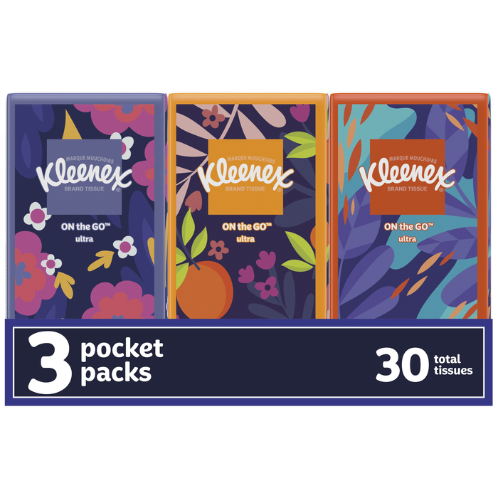 Kleenex Go Packs Facial Tissues 3ct