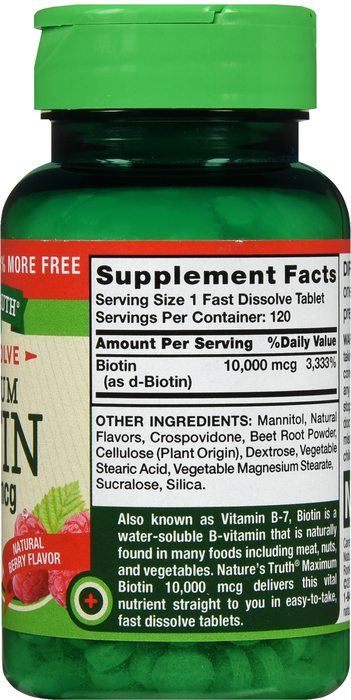 BIOTIN 10000MCG FAST DISS TAB 120CT NAT